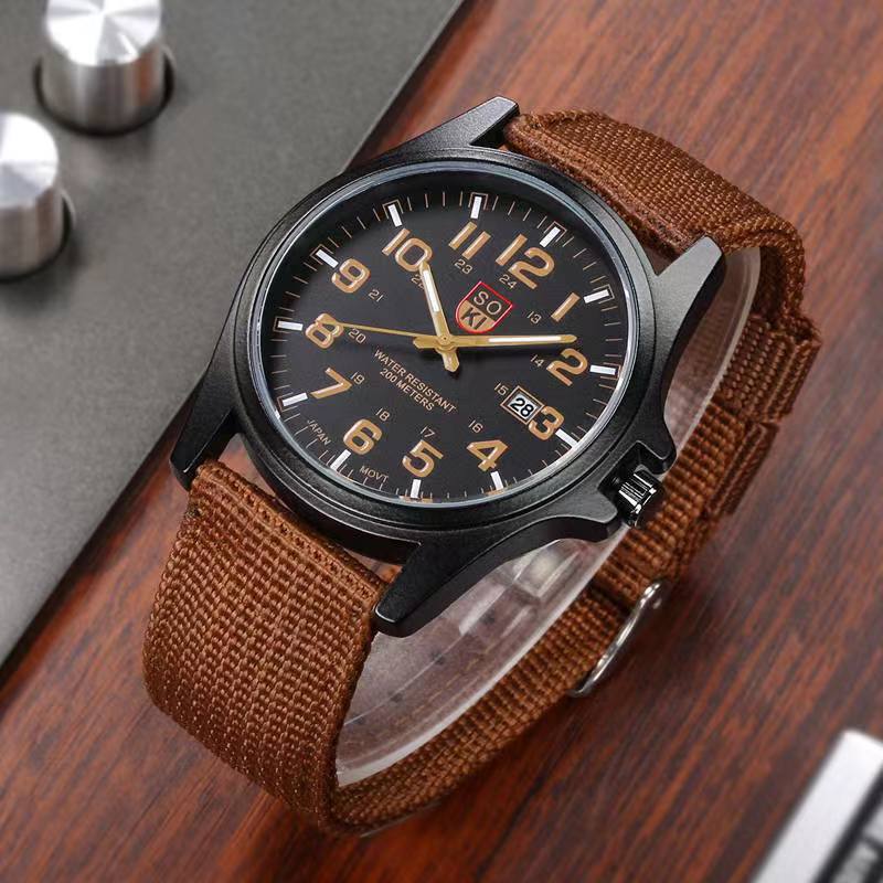 Men's Military Quartz Watch with Nylon Strap