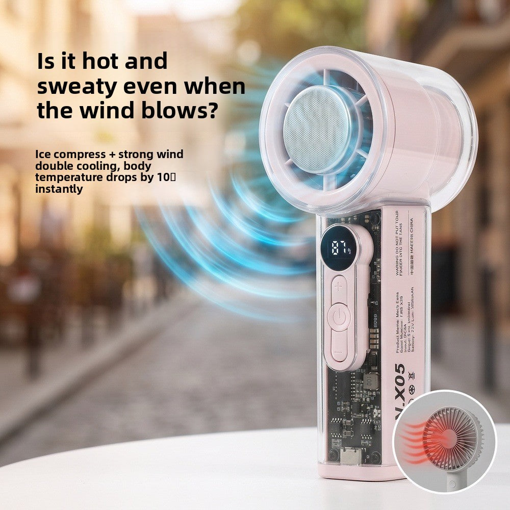 Mini ventilador de mano recargable USB con pantalla digital