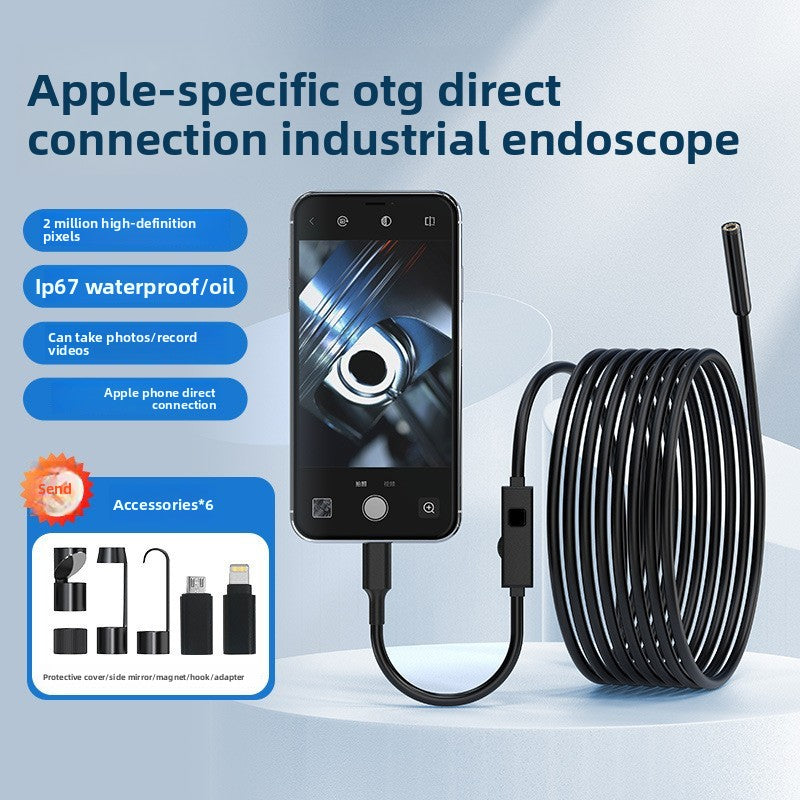 Cámara de endoscopio USB industrial para inspección de tuberías y automóviles