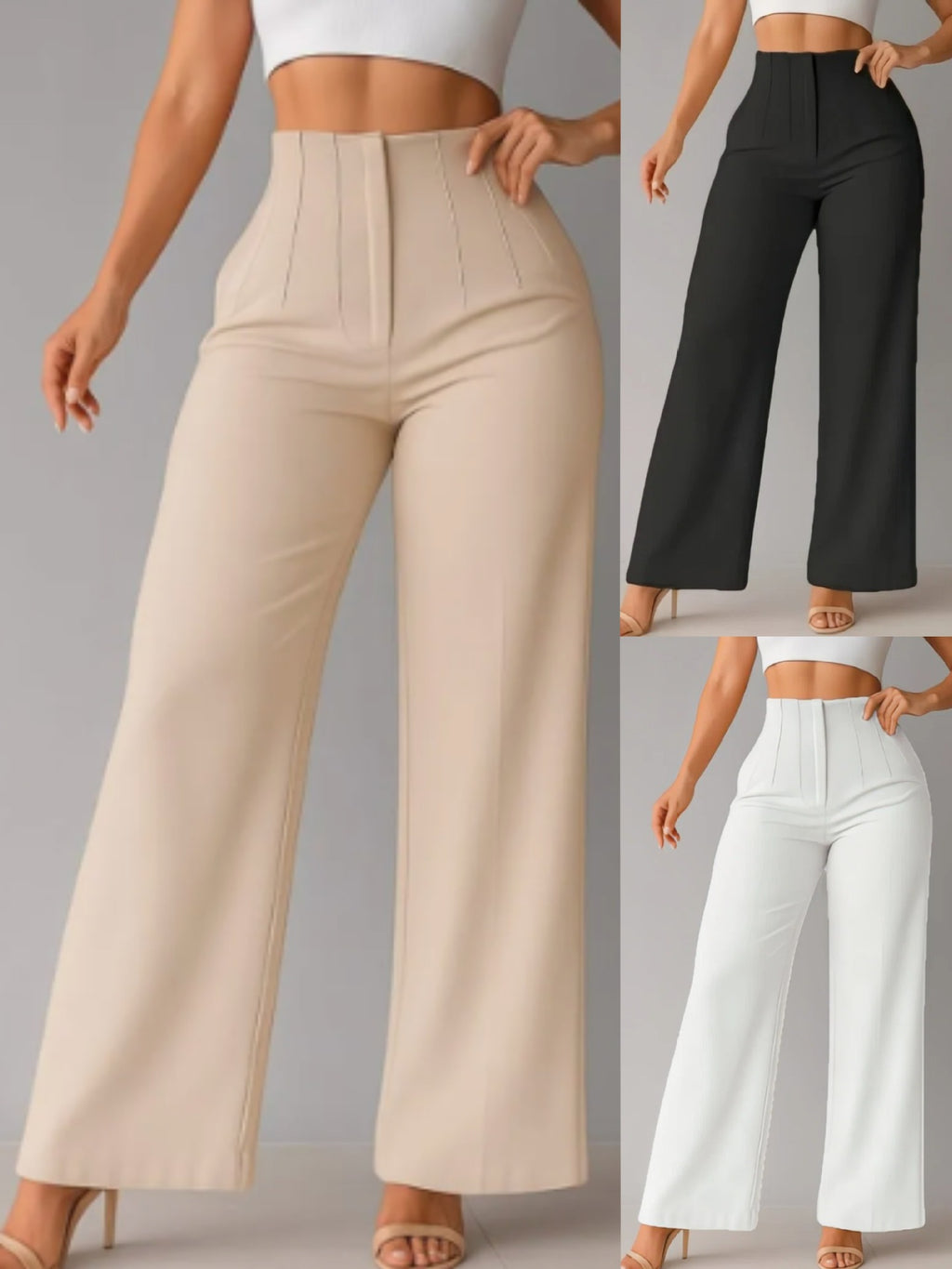 Women Casual Drapey Solid Color Wide Leg Pants
