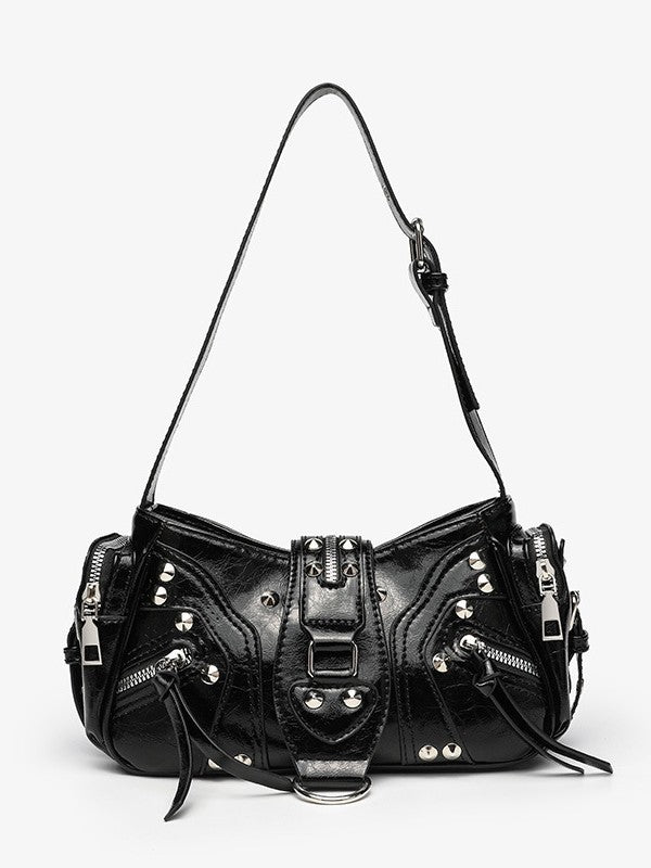 Bolso bandolera de cuero con correa inclinada para mujer