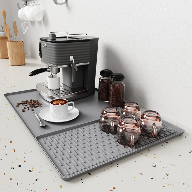 Silicone Coffee Machine Mat with Drainage Tray