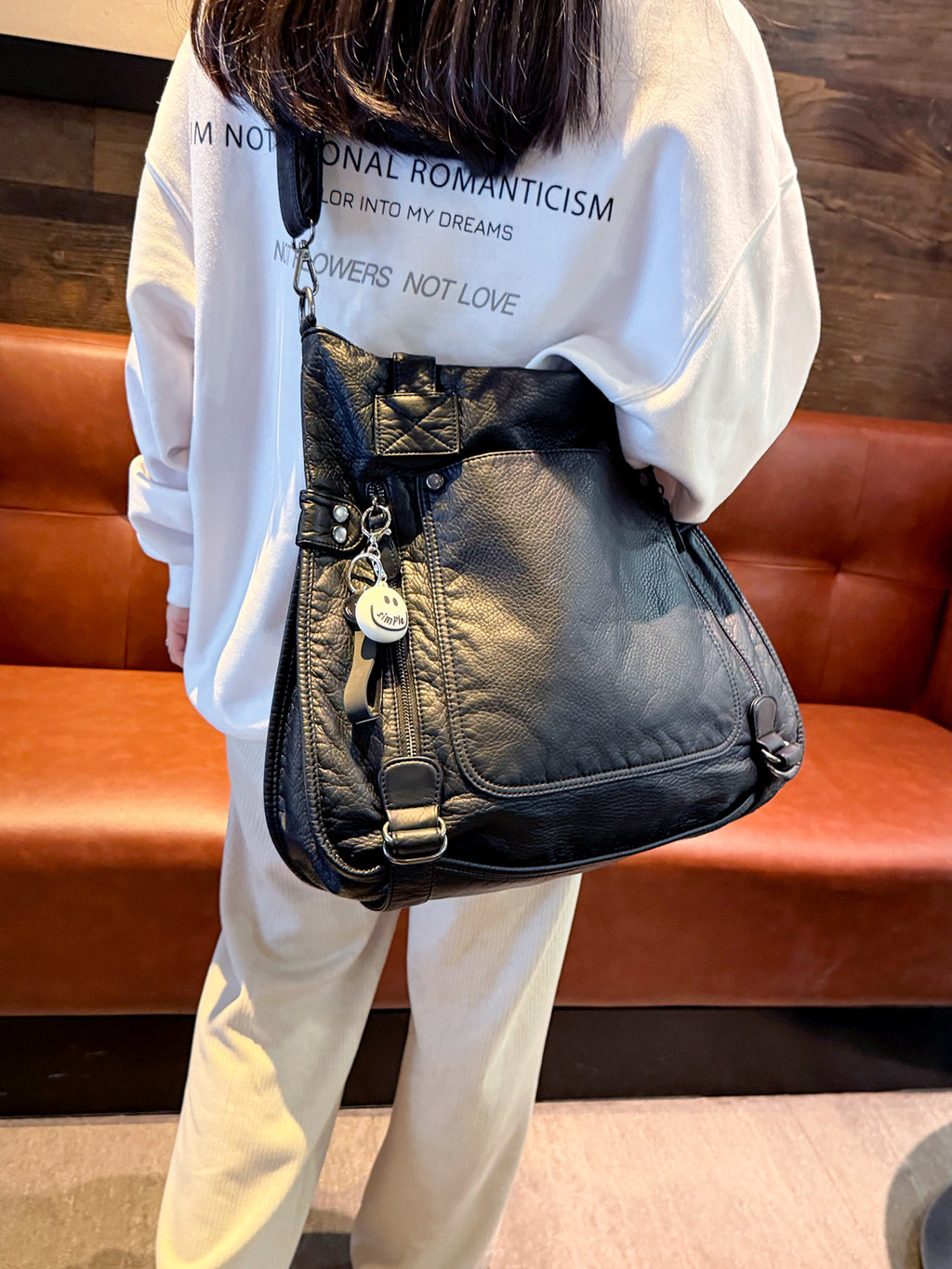 Retro Washed Leather Motorcycle Bag