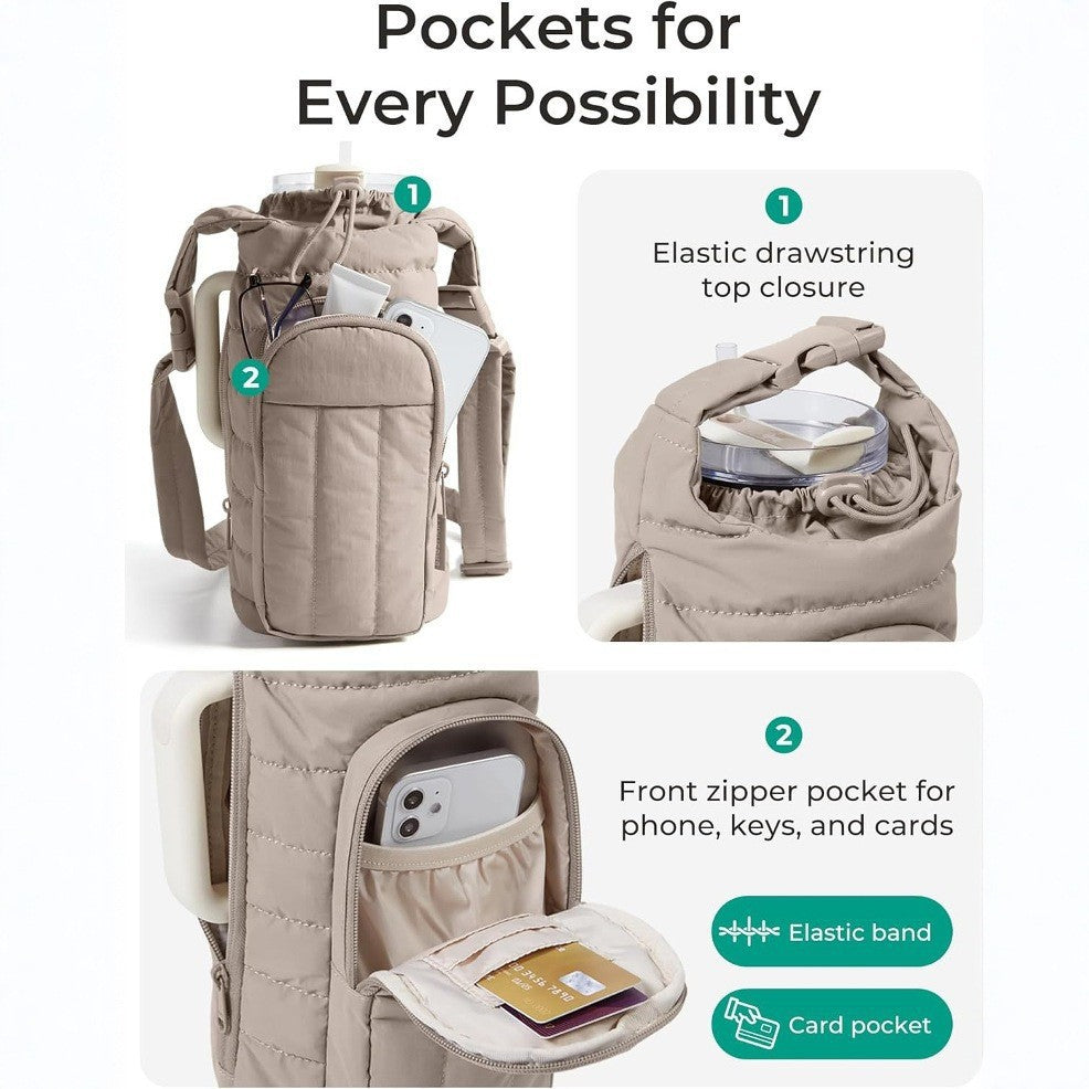 Portable Crossbody Water Bottle Bag for Outdoor Travel
