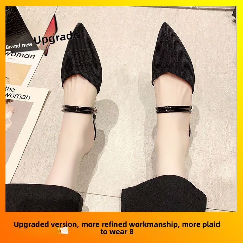 Heightening One-Line Toe Half-Sandals