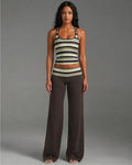 Top de rayas sin mangas y conjunto de pantalones holgados