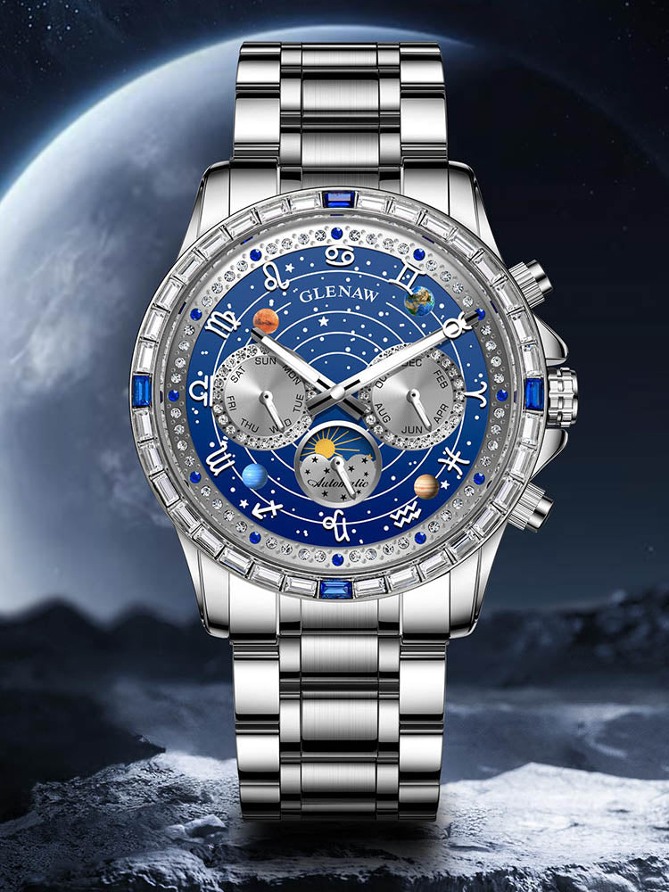 Automatic Zodiac Mechanical Watch with Luminous Dial