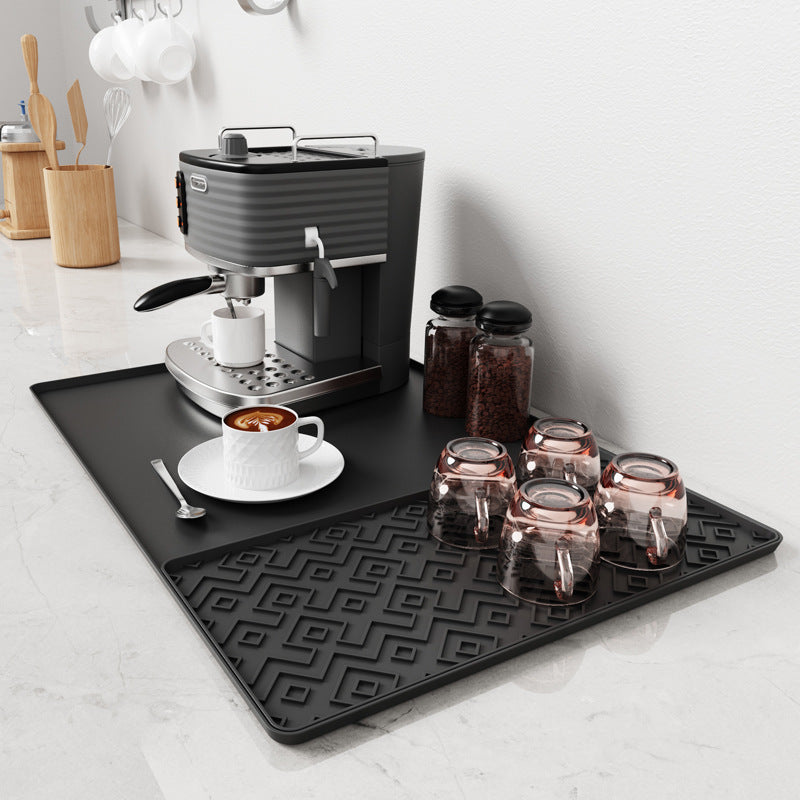 Silicone Coffee Machine Mat with Drainage Tray