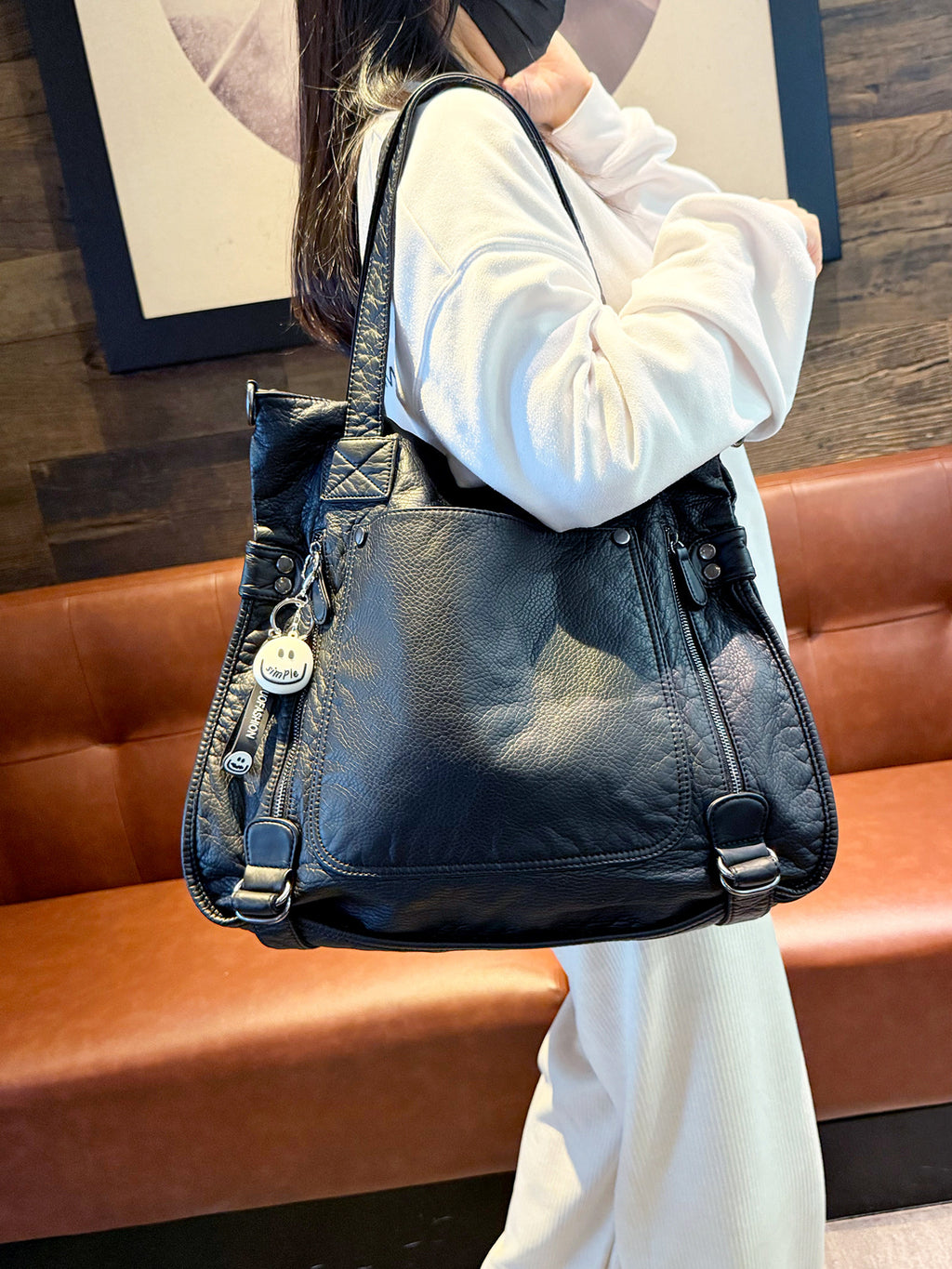 Retro Washed Leather Motorcycle Bag
