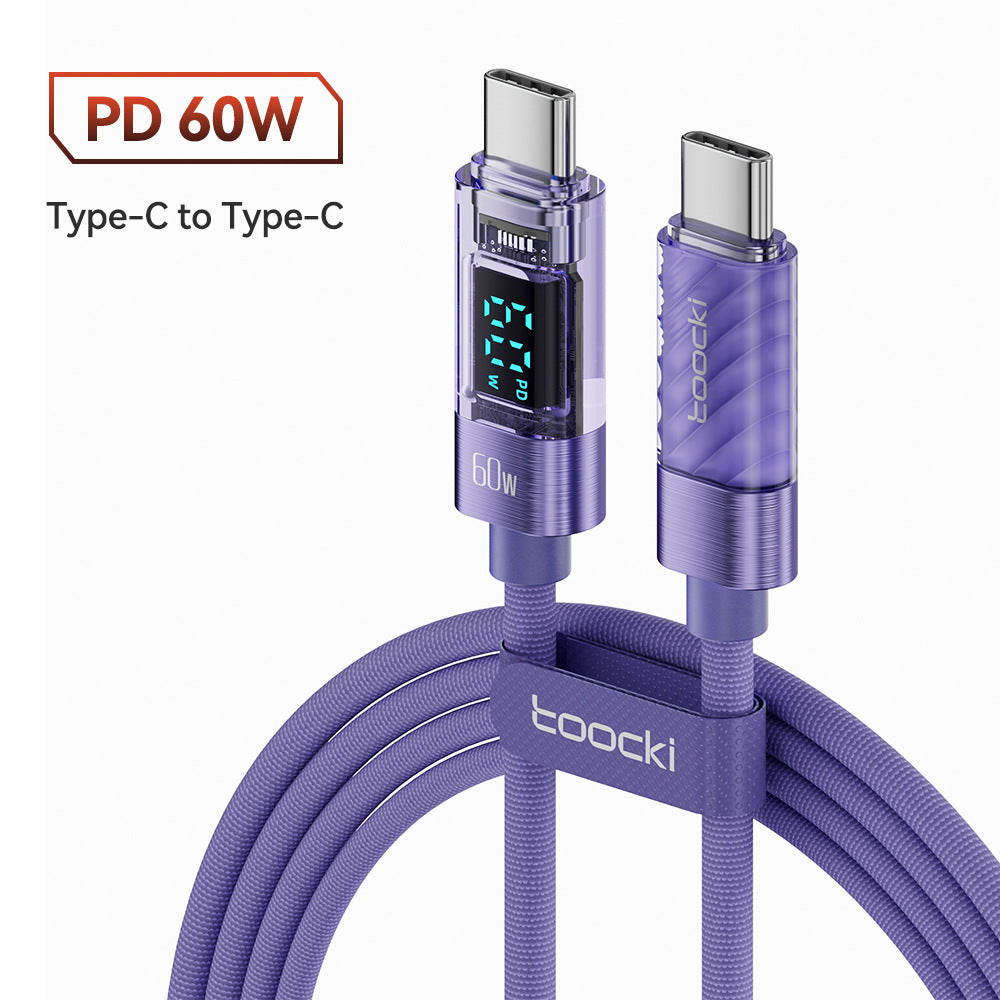 Cable USB-C con pantalla digital transparente Toocki de 60 W