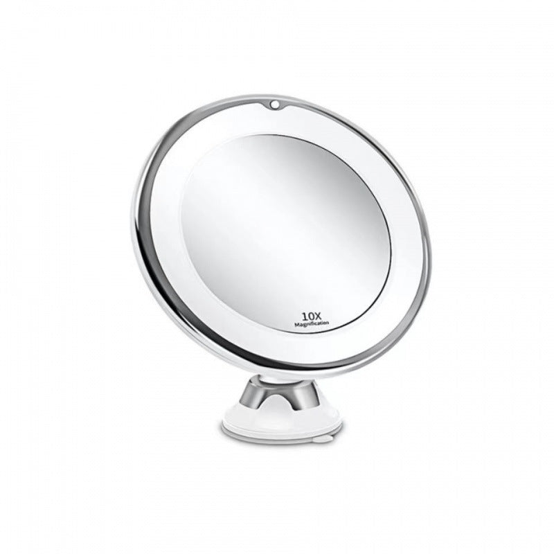 Espejo de maquillaje LED con luz de relleno, aumento de 10X, actualización de tres colores, interruptor táctil USB