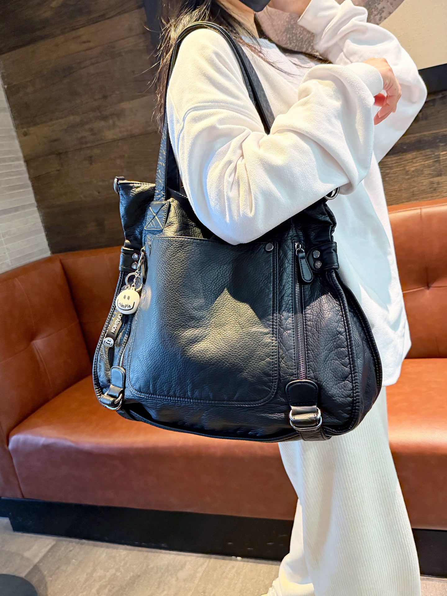 Retro Washed Leather Motorcycle Bag