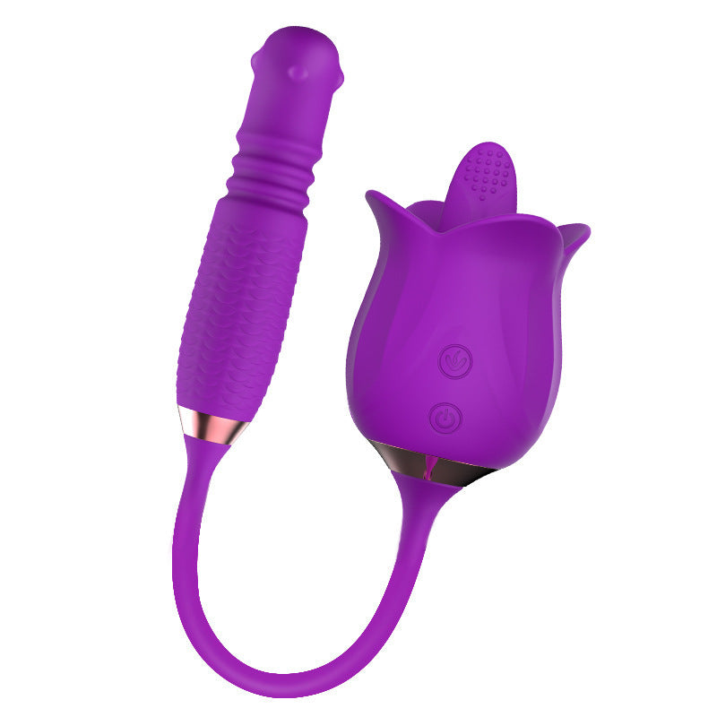Female masturbation stick tongue licking vibrator female massage stick retractable rotating bead vibrator sex products