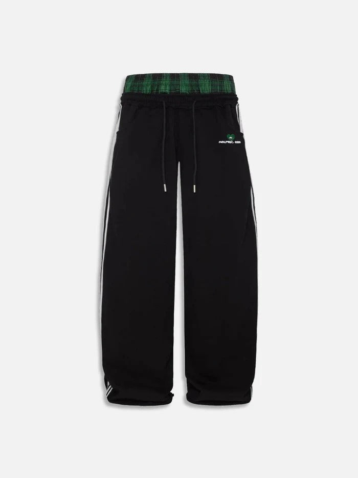 Pantalones casuales bordados a cuadros retro