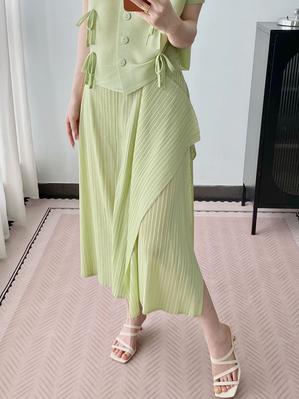 Miyake-Style Pleated A-Line Skirt
