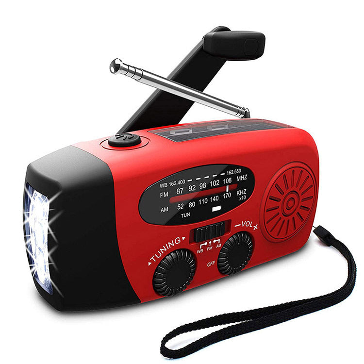 Radio de manivela de emergencia multifuncional con linterna