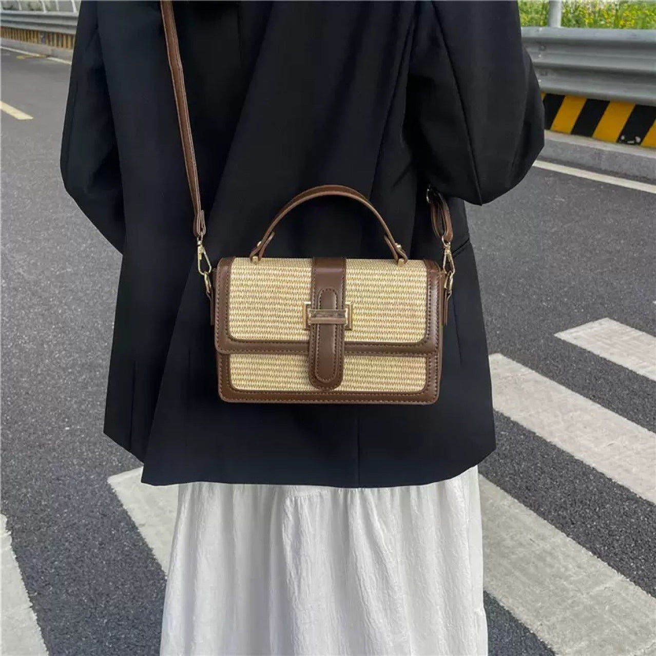Woven Small Square Crossbody Bag