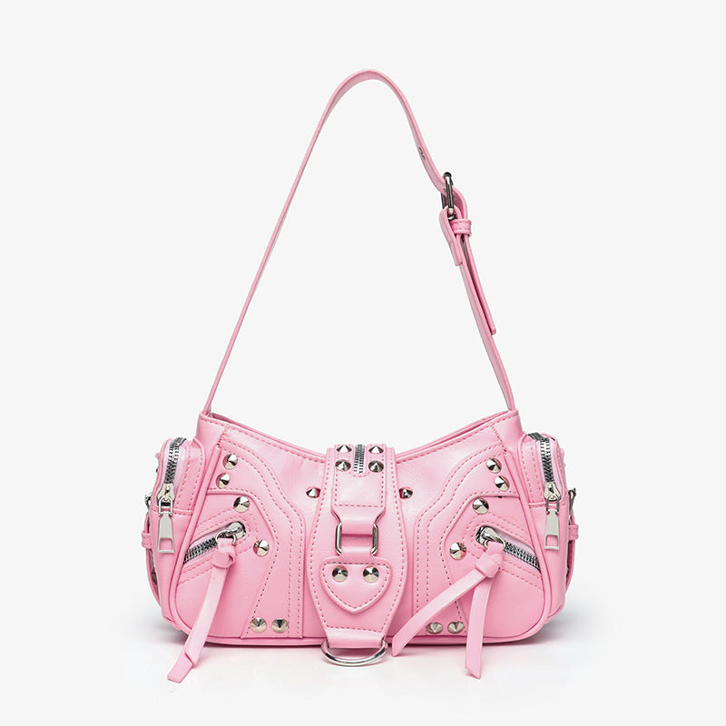Bolso bandolera de cuero con correa inclinada para mujer