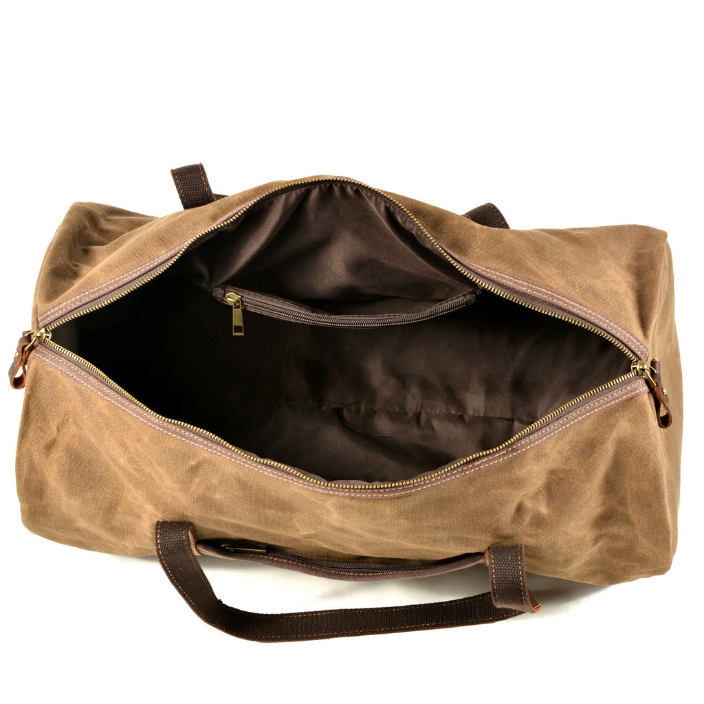 Retro Canvas Travel Bag with Leather Trim