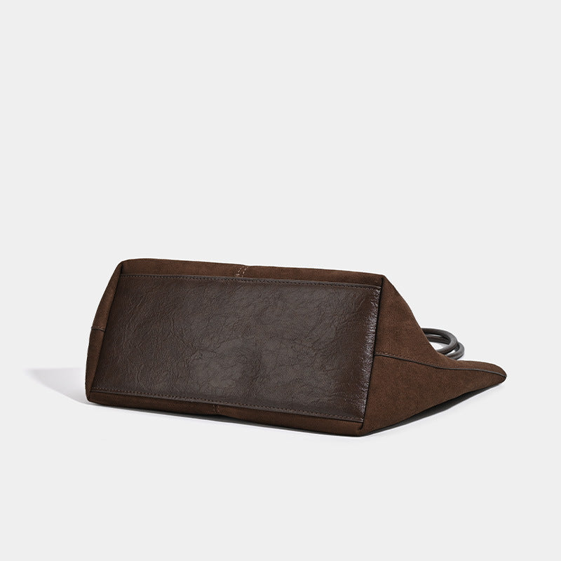 Retro Suede Tote Bag with Matching Pouch