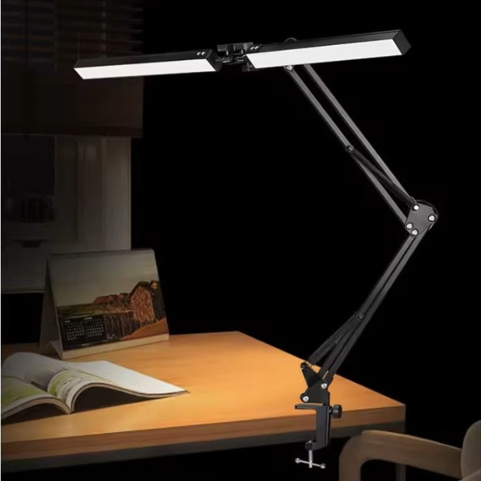 Double-headed long-arm clamp desk lamp