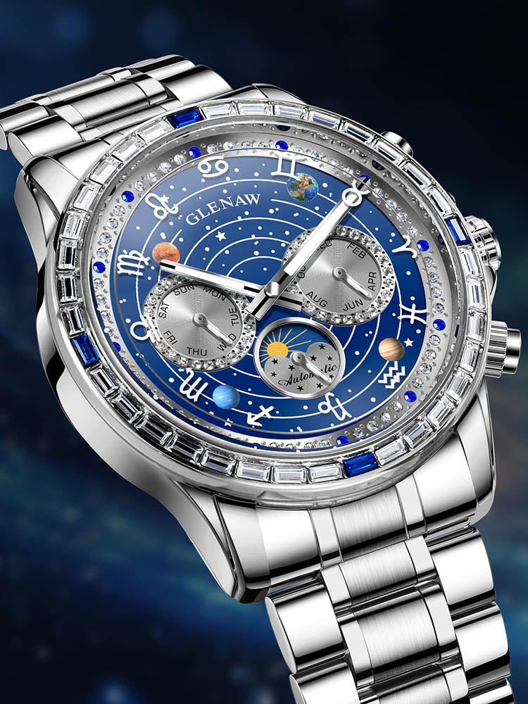 Automatic Zodiac Mechanical Watch with Luminous Dial