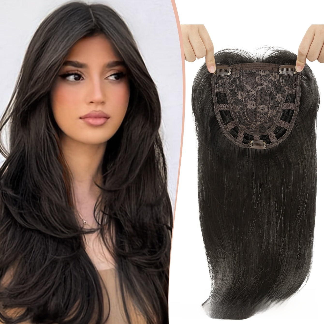 Peluca sintética de la parte media con cabello largo y liso