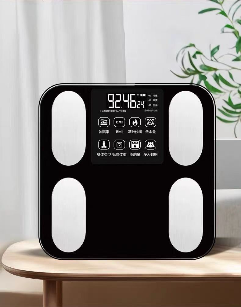 Báscula de grasa corporal inteligente de alta precisión para el hogar con USB recargable y aplicación