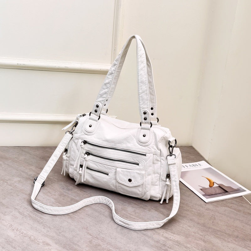 Large Capacity Retro Style Multi-Pocket Tote Bag
