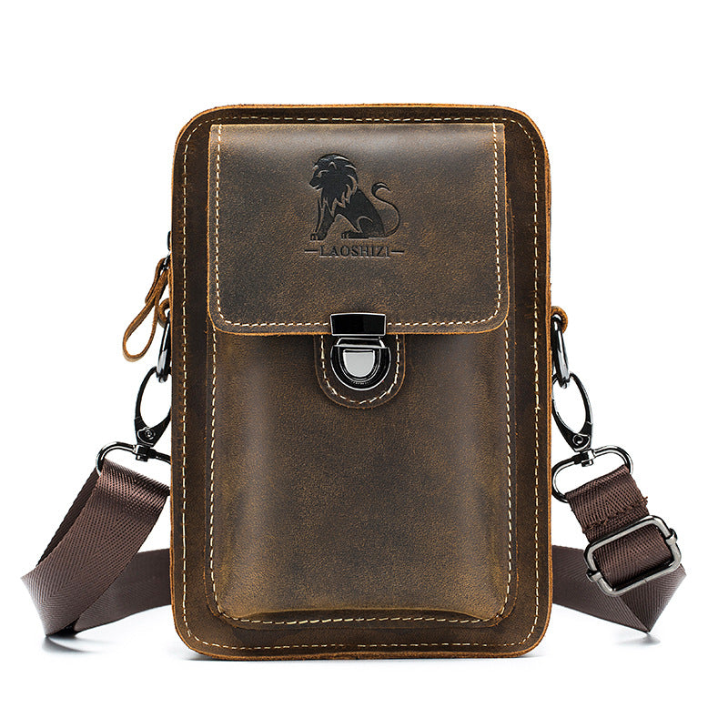 Genuine Leather Multifunctional Waist Bag with Adjustable Strap