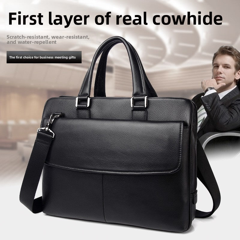 Genuine Leather Waterproof Business Briefcase