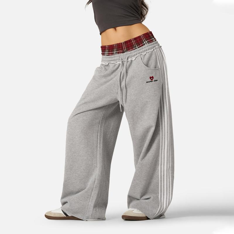 Pantalones casuales bordados a cuadros retro