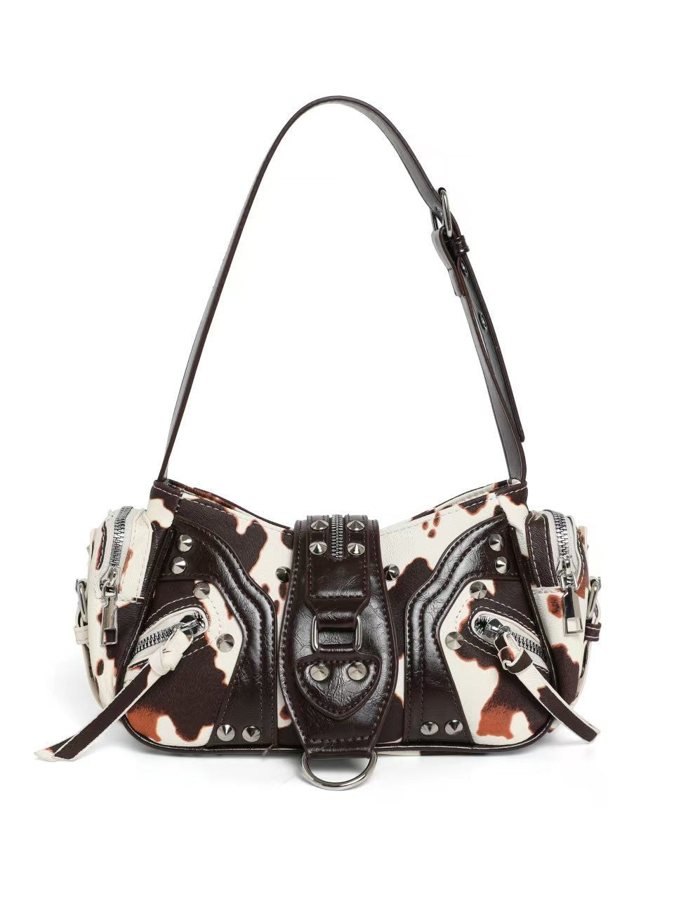 Bolso bandolera de cuero con correa inclinada para mujer