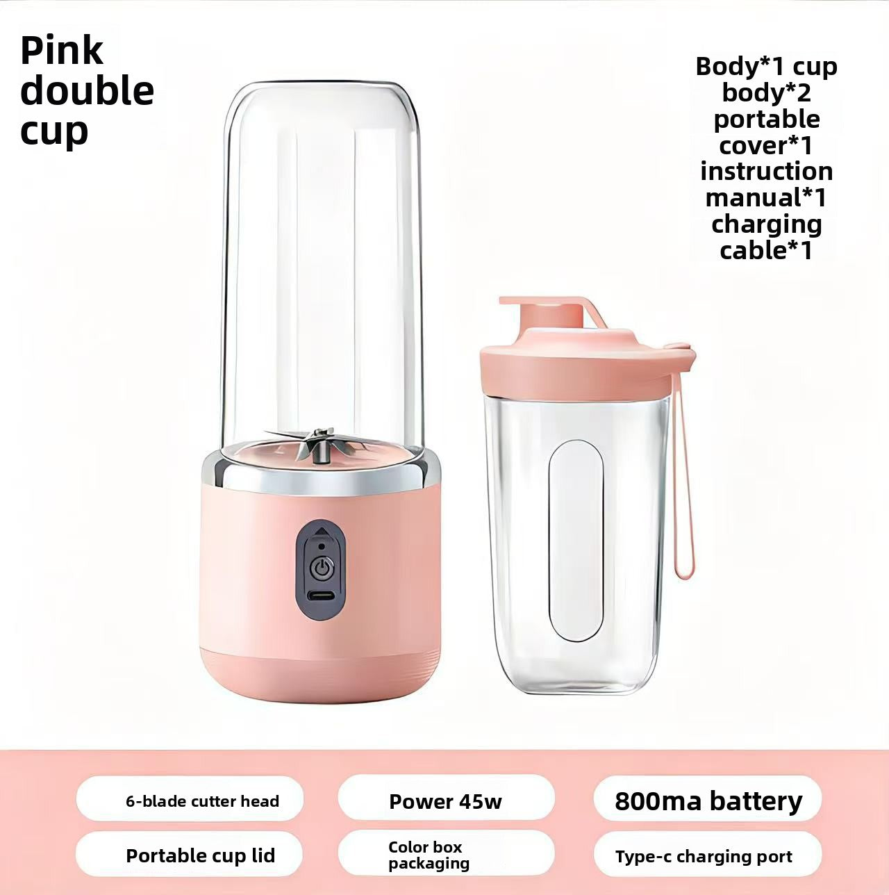 Taza exprimidor recargable portátil con carga USB