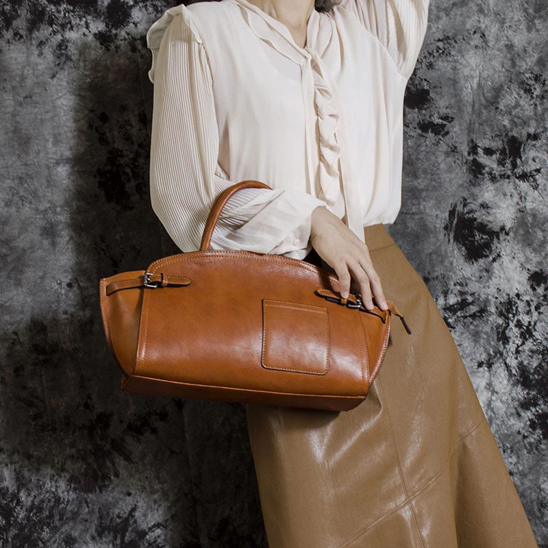Genuine Leather Retro Boston Bag