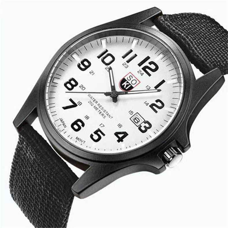 Men's Military Quartz Watch with Nylon Strap