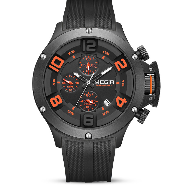 Multi-function Sports Quartz Watch with Silicone Strap