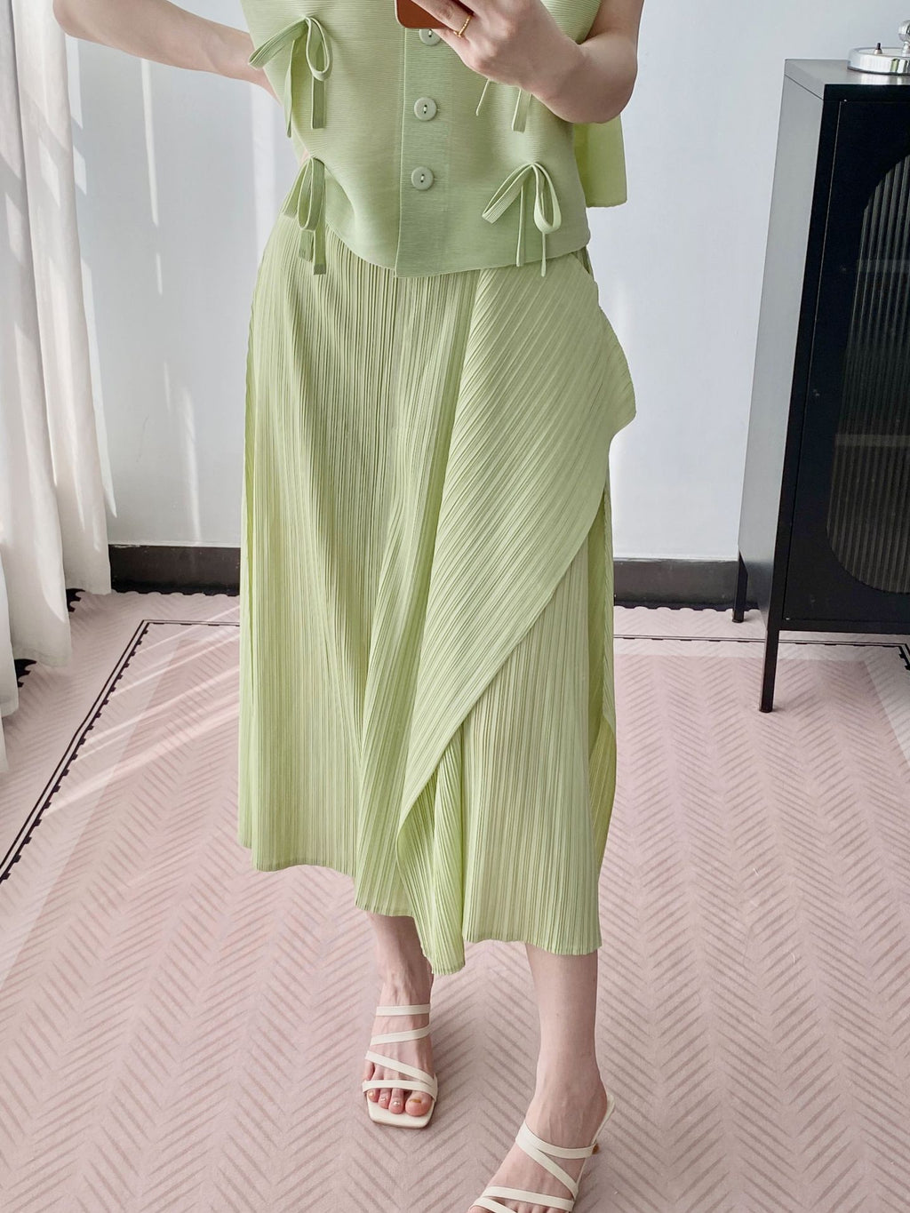 Miyake-Style Pleated A-Line Skirt