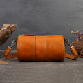 Women's Genuine Leather Cylindrical Crossbody Bag Retro Style