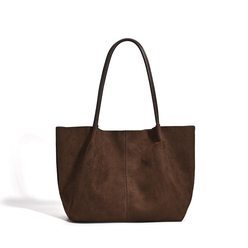 Retro Suede Tote Bag with Matching Pouch