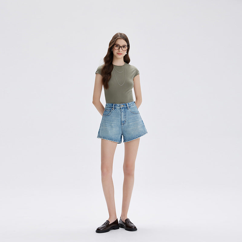 Womens High Waist Denim Shorts