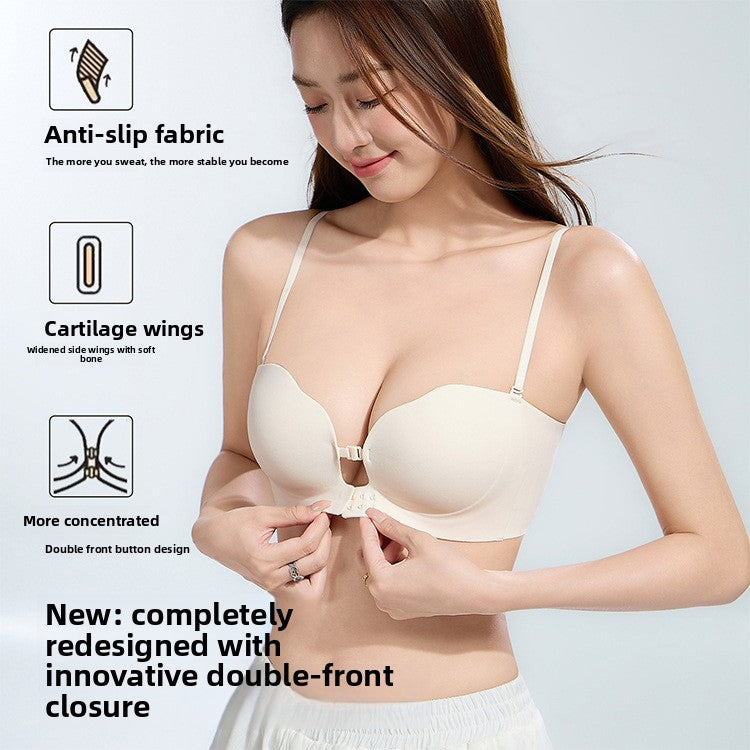 Sujetador push up sin tirantes con cierre frontal