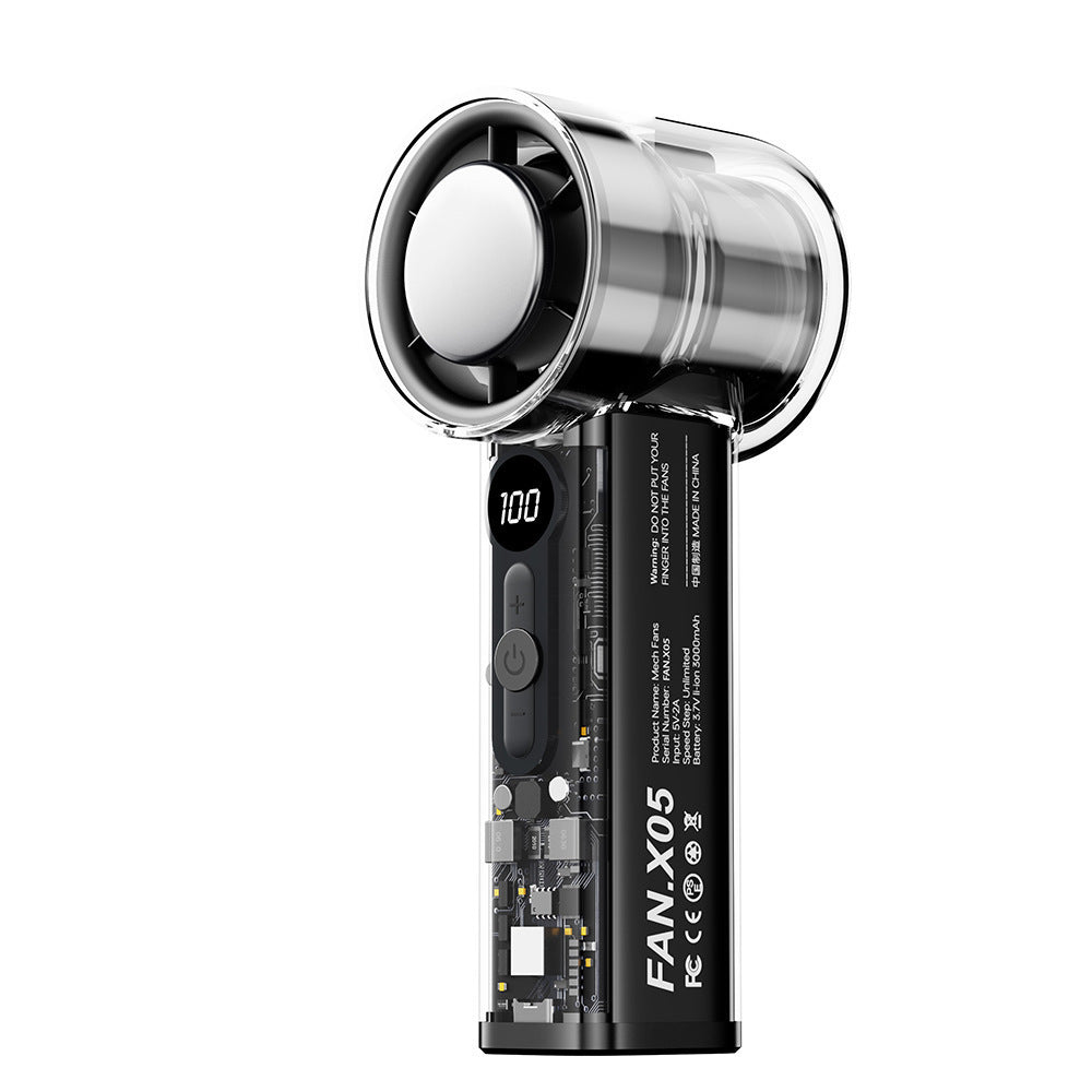 Mini ventilador de mano recargable USB con pantalla digital