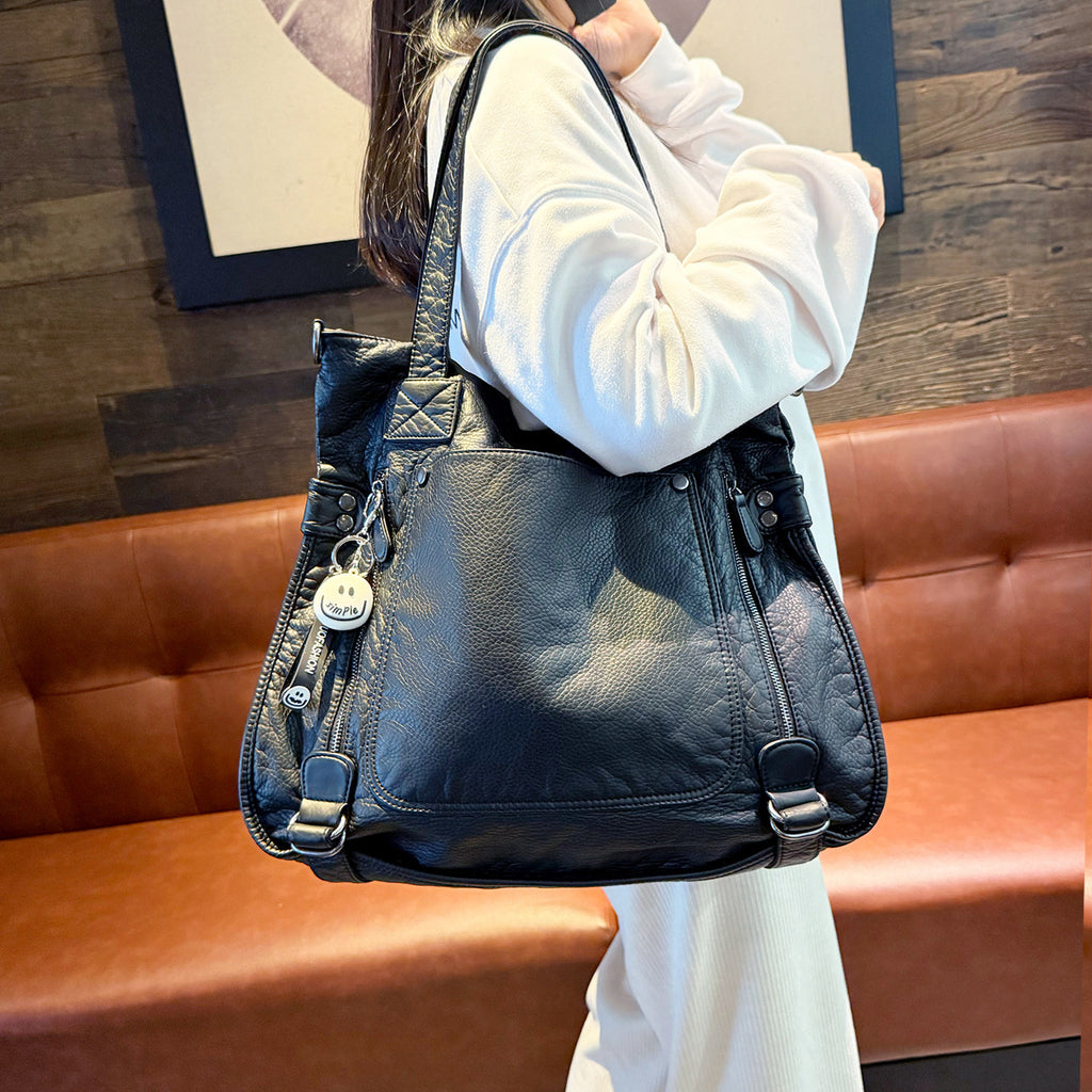 Retro Washed Leather Motorcycle Bag