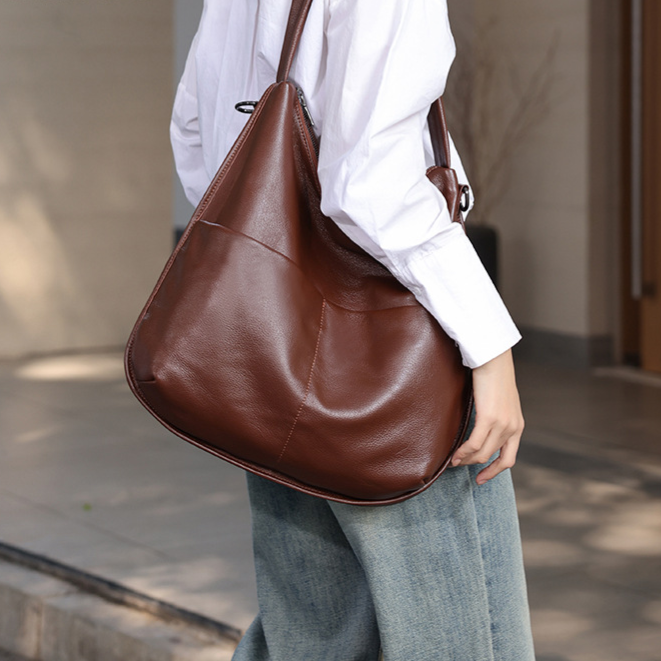 Genuine Leather Crossbody Bag with Adjustable Strap