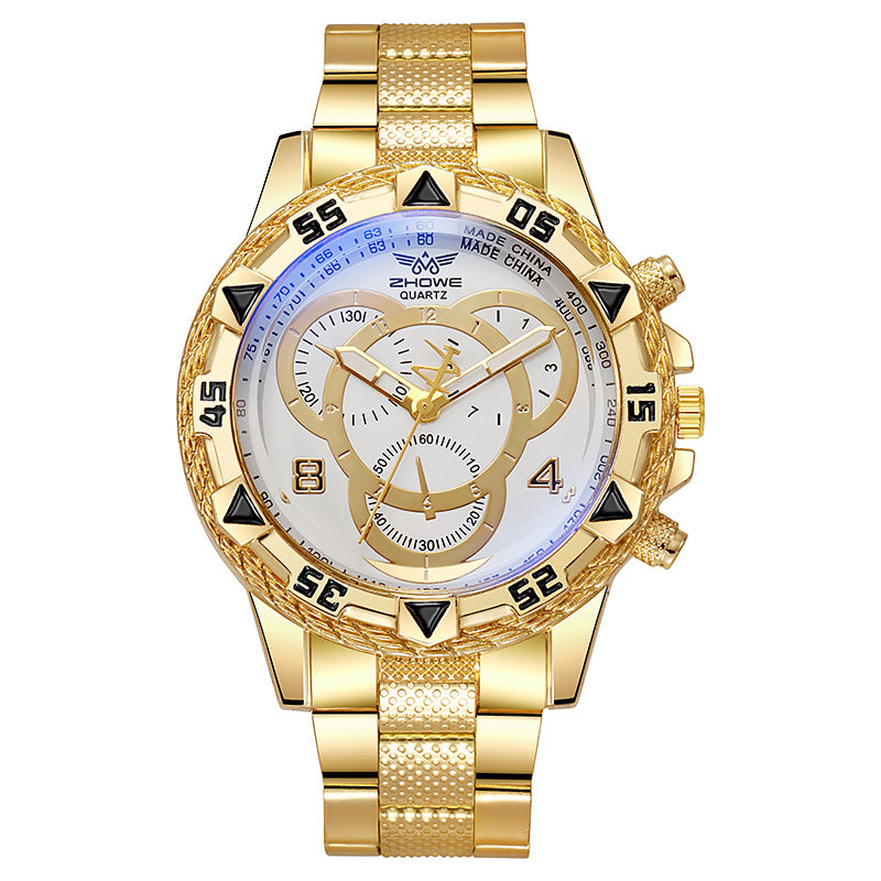 Mens Quartz Watch Large Dial Alloy Strap
