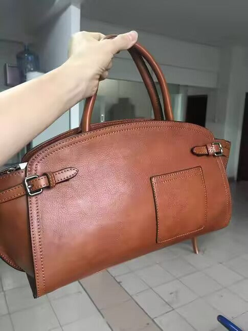 Genuine Leather Retro Boston Bag