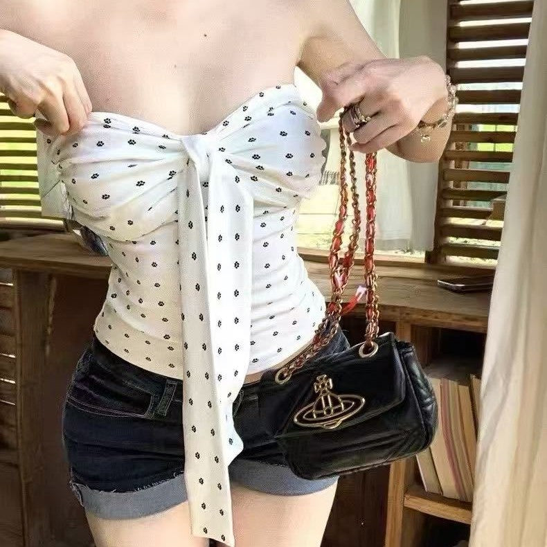 Polka Dot Bow Tube Top