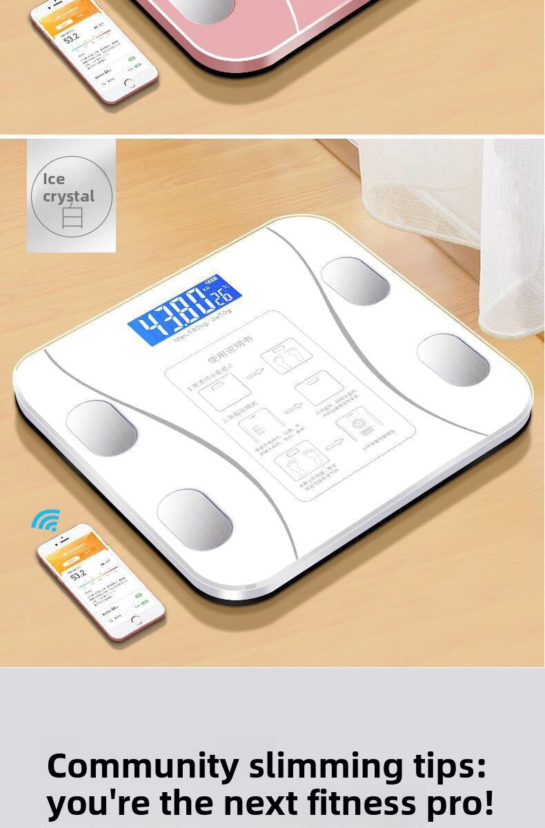 Báscula de grasa corporal inteligente de alta precisión para el hogar con USB recargable y aplicación