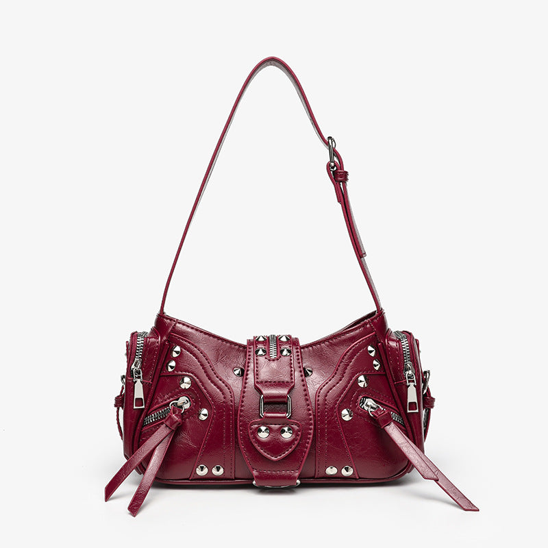 Bolso bandolera de cuero con correa inclinada para mujer